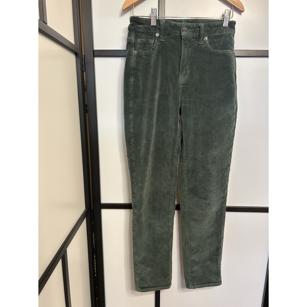 American Eagle Stretch Jeans Women 8 Regular Green‎ Corduroy Mom Straight Pants
